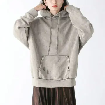 택 포함 JEANASIS Fade 크러쉬 미들 후디 그레이