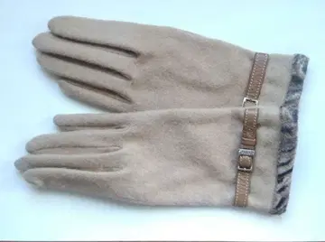 ELLE 가죽 벨트 장갑 베이지 애니멀 무늬