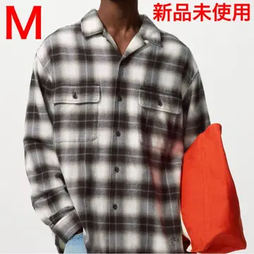 브러쉬드 코튼 오버 사이즈 셔츠 내추럴 플란넬 체크 셔츠