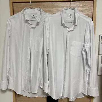 UNIQLO 슈퍼 논아이론 슬림핏 셔츠 화이트 XL x 2장 세트