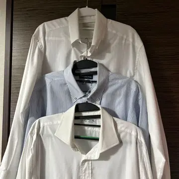 긴팔 셔츠 3종 세트 화이트 스트라이프