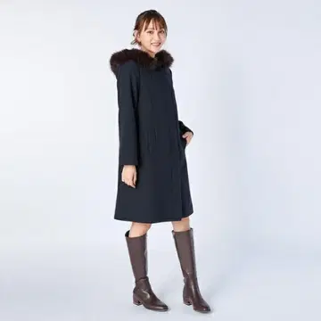 새상품 레스 빠세 / 후드 부착 지퍼 코트 네이비