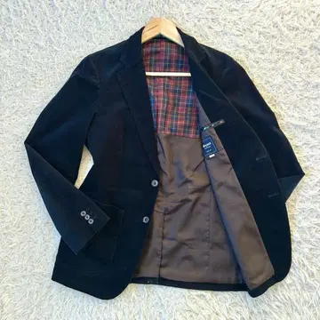 Kent 코듀로이 테일러드 자켓 블랙 싱글 체크 안감