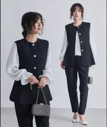 RANAN 2종 세트 노카라 페플럼 베스트 셋업 졸업식 입학식