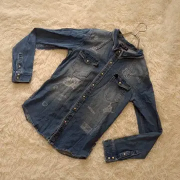 레트로 엔진 웨스턴 셔츠 레트로 엔진 데님 셔츠 S