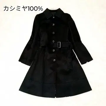 [캐시미어 100%] 롱 코트 A라인 벨트 L 사이즈 블랙