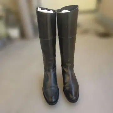 블랙 가죽 롱 부츠