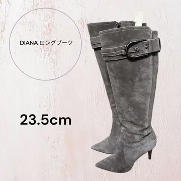 DIANA 그레이 스웨이드 롱 부츠 높은 힐