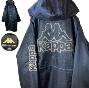 굿 디자인! Kappa 큰 로고 자수 벤치 코트 네이비 빅 사이즈
