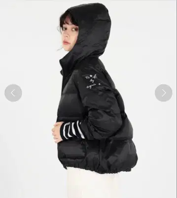 agne's b 아그네스베 다운 자켓 블랙 리버서블 로고