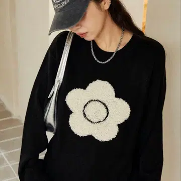 MARY QUANT x PUBLUX 플라워 모티브 아트 자카드 니트