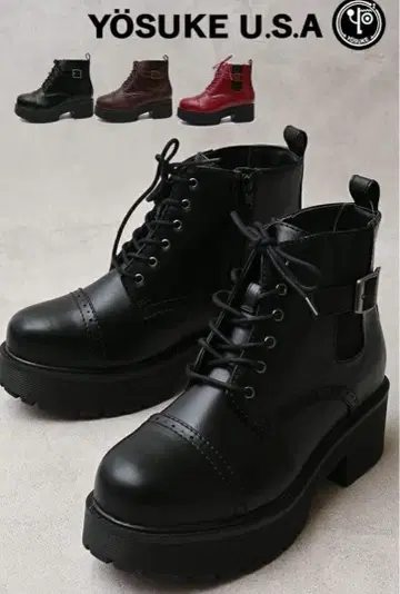 YOSUKE 통굽 레이스업 부츠 남성용 미끄럼 방지 밑창 6cm 27cm