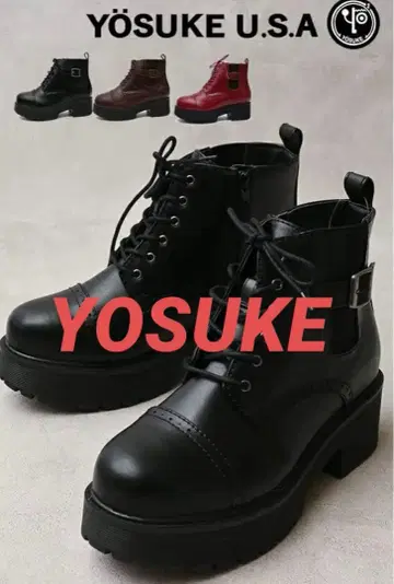 YOSUKE 통굽 레이스업 부츠 남성용 미끄럼 방지 밑창 6cm 27cm