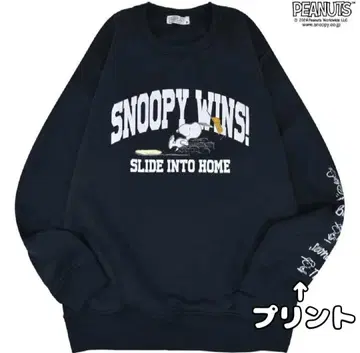 스누피 트레이닝복 맨투맨 속기모 남성용 L 소매 프린트 N