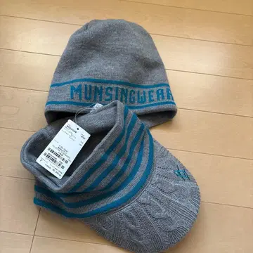 Munsingwear 니트 모자 비니 그레이/블루