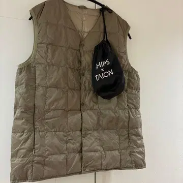 카키 남성용 퀼팅 다운 베스트 수납 봉투 포함