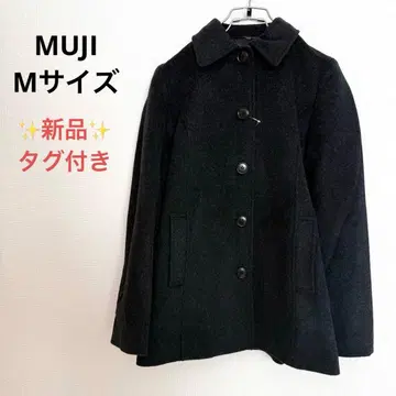 새상품 택 포함 무인양품 울 혼방 스텐카라 코트 여성 M 차콜 그레이