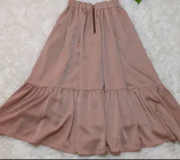 고급 롱 핑크 플레어 스커트 롱 기장