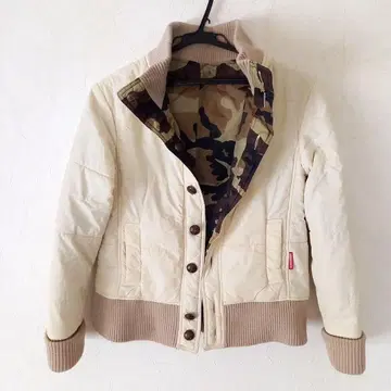 충전솜 블루종 리버서블 아이보리 x 카모 패턴