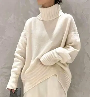 새상품급 레어 M 갸루리 비 파인 울 하이넥 풀오버 니트 화이트