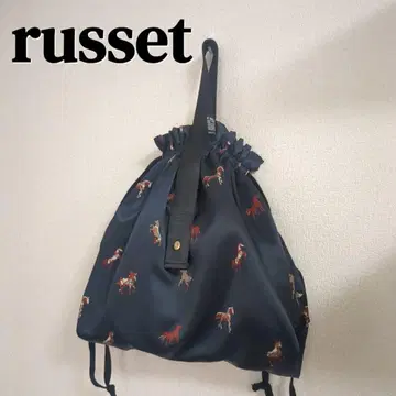 러셋 말 복조리 백 네이비 나일론 러셋 에코백 홀스 무늬