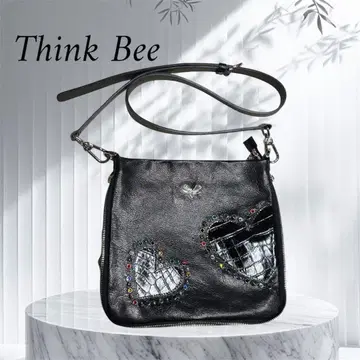 씽크비 미라노 숄더백 하트 천연 가죽 블랙 스팽글