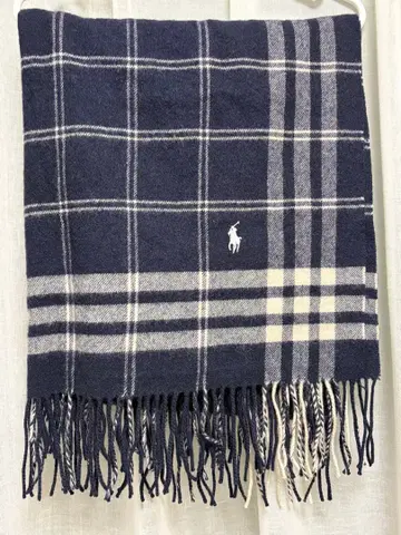 새상품급 랄프 로렌 스톨 머플러 무릎 담요 블루 배송비 포함