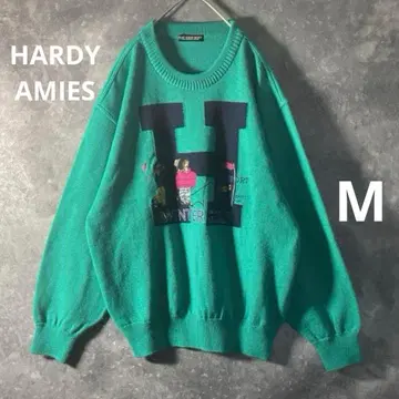 [새상품급] HARDY AMIES 니트 빅 로고 골프 자수 그린 M