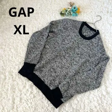 갭 니트 스웨터 풀오버 믹스 혼방 화이트/블랙 XL 루즈핏