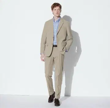 유니클로 감동 자켓 감동 팬츠 셋업 베이지 수트 세트 L