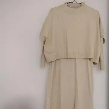 STYLE SEA 베이지 긴팔 니트 원피스