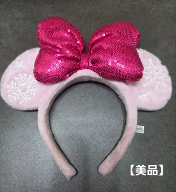 [ 새상품급 ] 디즈니 머리띠 크리스마스 핑크 리본 스팽글