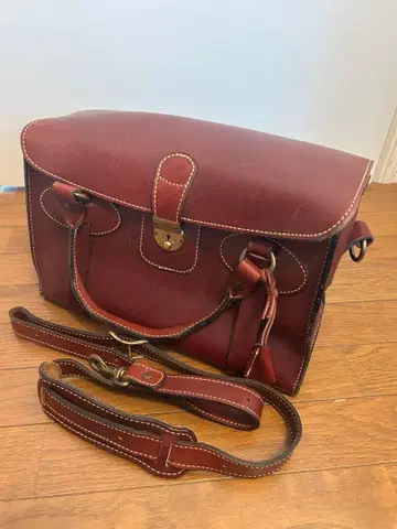 가죽 보스턴 백 w35cm 천연 가죽 핸드메이드 USA 앤티크