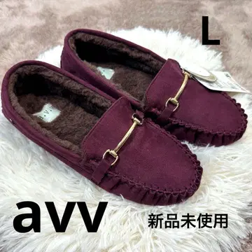 미사용 새상품 [ avv ] 깔끔한 퍼 모카신 빨간색 L