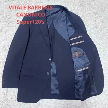 카노니코 네이비 테일러드 자켓 백 오픈 울 100% uper120's