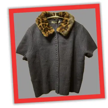 [ ZARA ] 인조 모피 옷깃 반팔 니트 새상품 M 사이즈