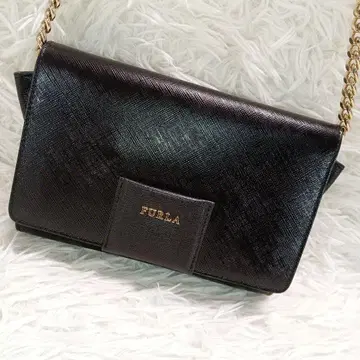 [ FURLA ] 훌라 숄더백 가죽 블랙 골드 체인
