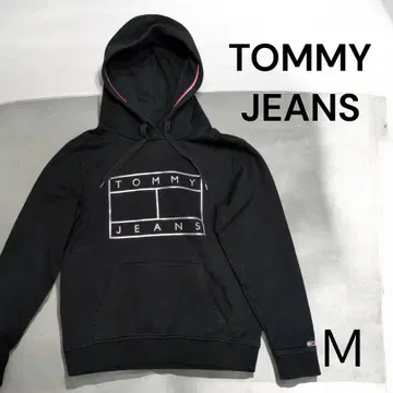 타미힐피거 JEANS 타미힐피거 실버 로고 후드티 블랙 M 블랙