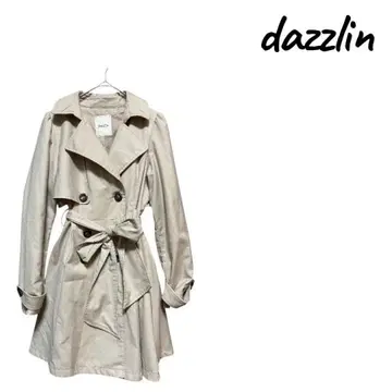 dazzlin 플레어 트렌치코트 베이지 A라인 허리 리본 포함