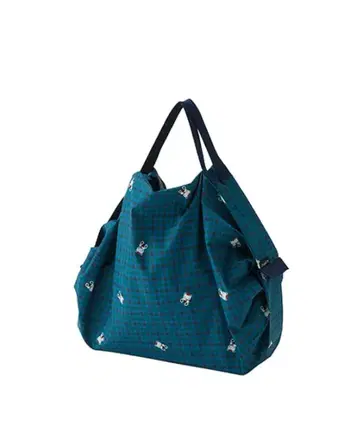 파밀리아 familiar 슈파트 S 사이즈 에코백 파랑 체크 새상품