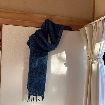 새상품 네이비 나염 수제 오가닉 코튼 100% 스톨