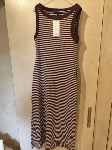 SUGAR SPOON 스트라이프 슬리브리스 원피스 F