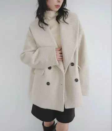 LIAN 숄카라 컬 샤기 코트