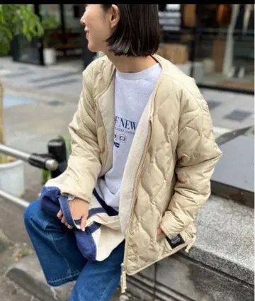 타이온 x 노리즈 별주 리버서블 보아 다운 블루종