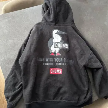 CHUMS 블랙 후드티 M