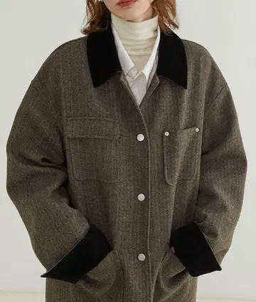 헤링본 패턴 스텐카라 코트 [ Fano Studios ]