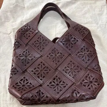 genten 가죽 핸드백 브라운