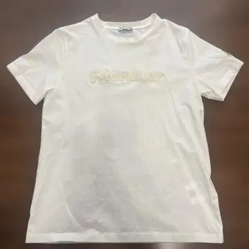 Moncler 자수 로고 화이트 반팔 T셔츠