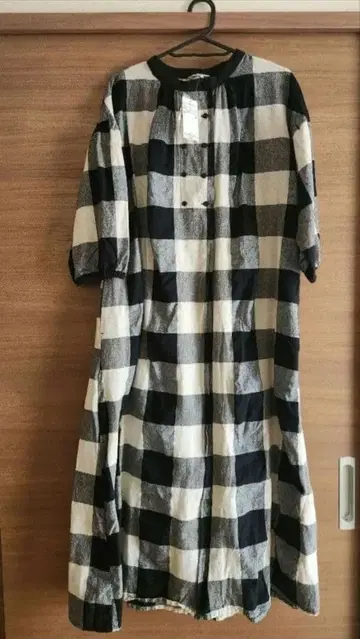 사만사 모스모스 더블 총 체크 원피스 7부 소매