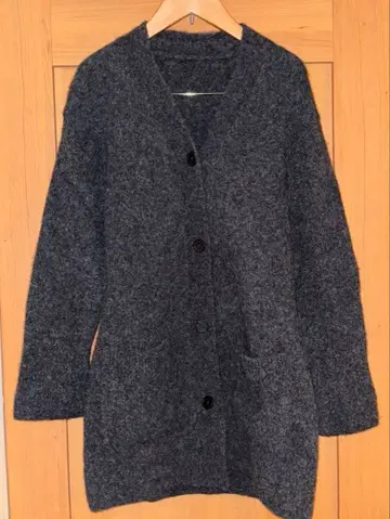 무인양품 야크 혼방 V넥 가디건 M 차콜 그레이